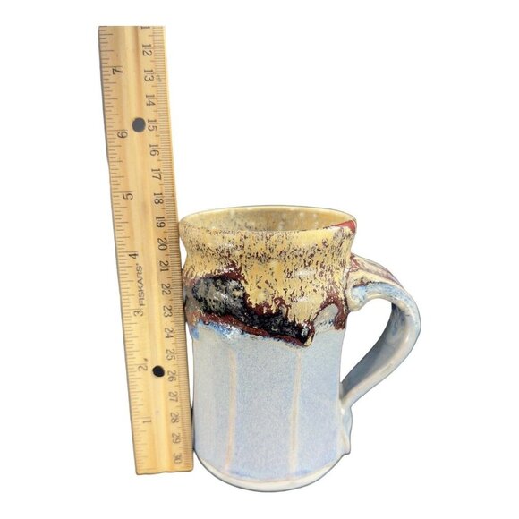 Primitive Style Hand Made Pottery Coffee Mug Cup Drip Glaze Signed By Artist VTG - Picture 12 of 15
